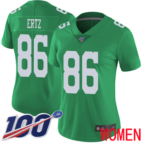 Women Philadelphia Eagles #86 Zach Ertz Limited Green Rush Vapor Untouchable NFL Jersey 100th Season Football->nfl t-shirts->Sports Accessory